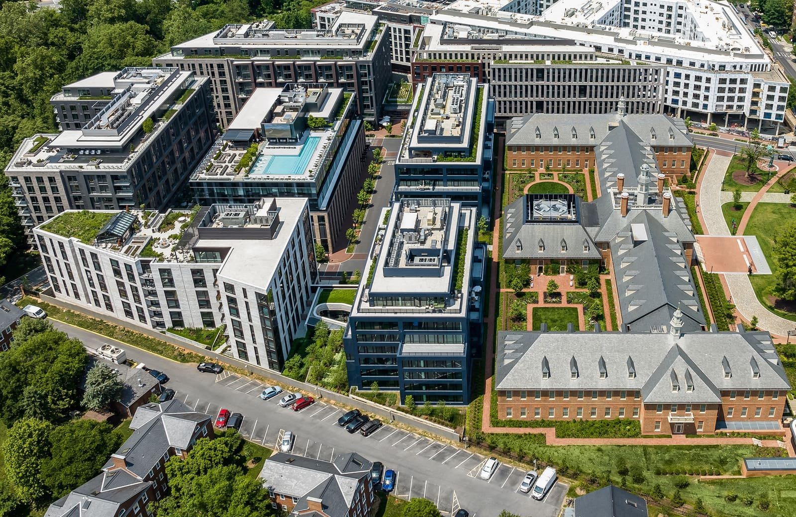 Aerial view of the City Ridge mixed-use development in Washington, DC
